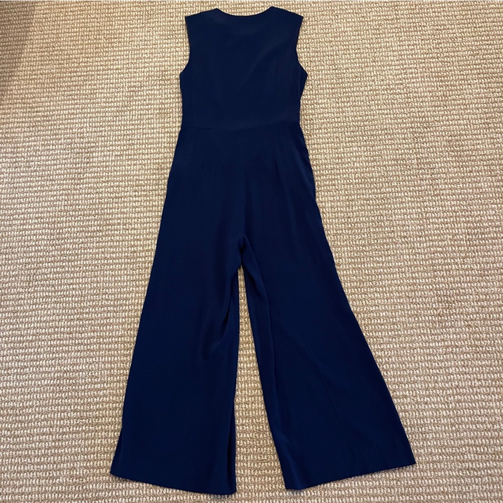 Sandro Paris Parigo Marine Navy Blue Stretch Crepe Jumpsuit Small - Picture 10 of 10
